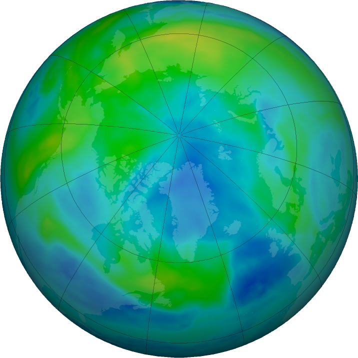 Arctic ozone map for 02 October 2019